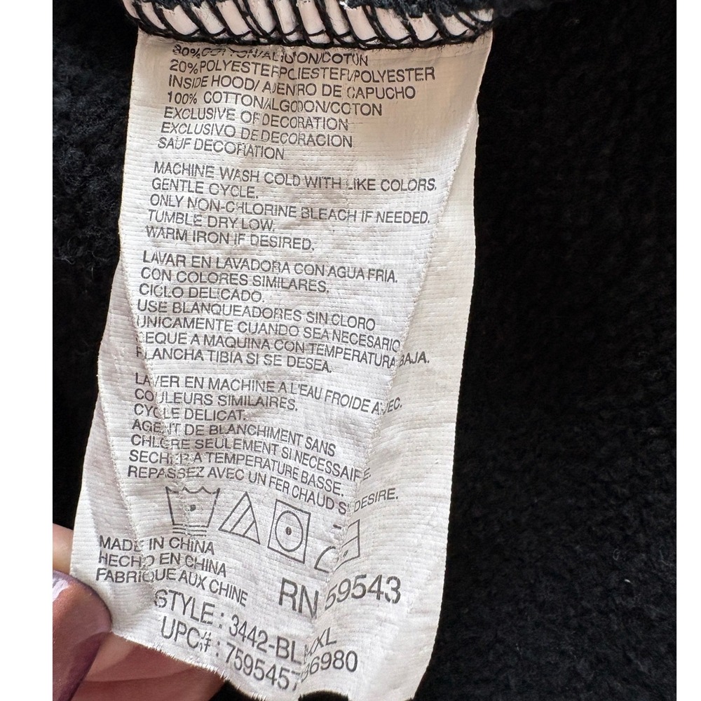 Vintage Dickies Black Full-Zip Graphic Hoodie, XL (46-48), Y2K Grunge Streetwear - Picture 5 of 5